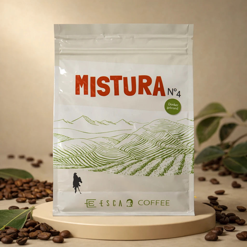 Mistura Nº4 – Donker gebrande koffiebonen, 225g verpakking, krachtige blend uit het hoogland van Brazilië